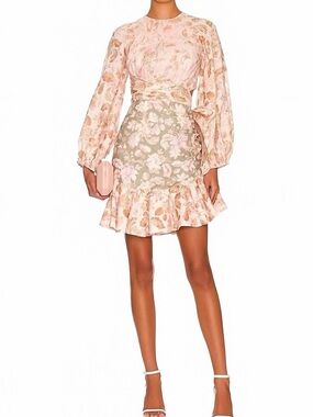 Zimmermann Lyre Wrap Mini Dress NWT US 6 Floral Silk Designer